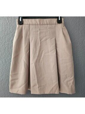 Girls Dennis School Uniform Skirt Biege Pleated Size 14 Adjustable Waist Zip Up